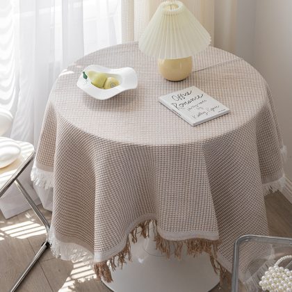 Cotton Linen Round Tablecloth