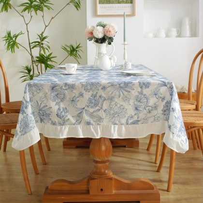 Blue And White Porcelain Pattern Waterproof Tablecloth